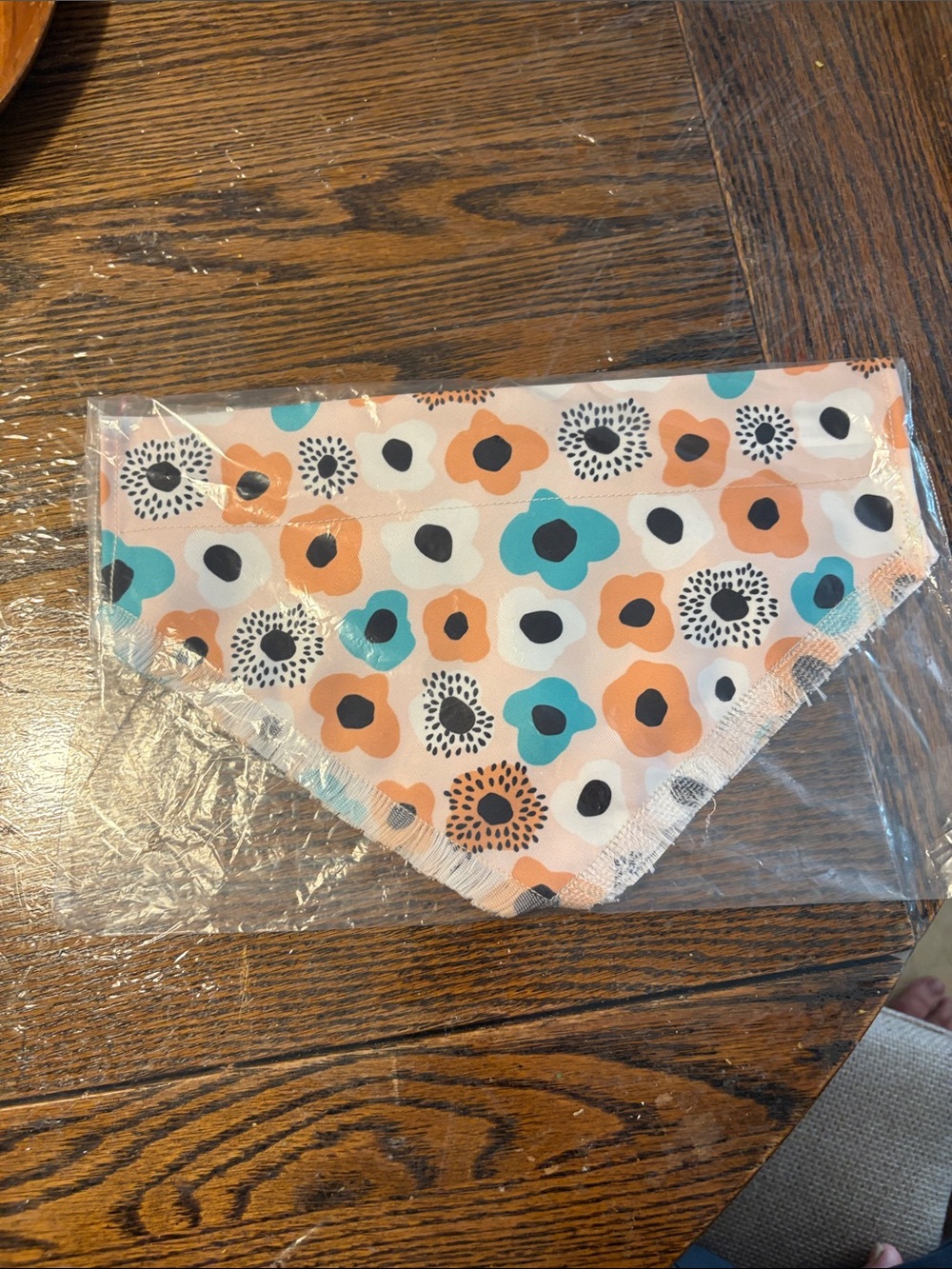 Vibrant Peach, Teal & Black Floral Bandana Bib - Snap Closure